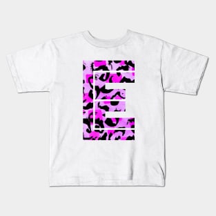 Abstract Letter E Watercolour Leopard Print Alphabet Kids T-Shirt